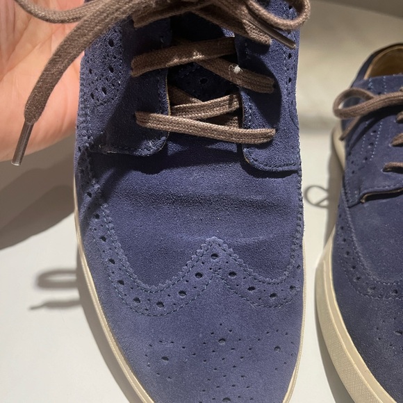 Cole Haan CT13806 Mens Oxfords Wing Tip Lace Up 12M Blue Suede - Picture 4 of 7